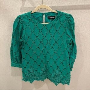 💗KARL LAGERFELD Green Lace Trim Top